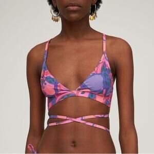 Isabel Marant Triangle Bikini Swimsuit Top Pink Purple Size 10 Luxury
